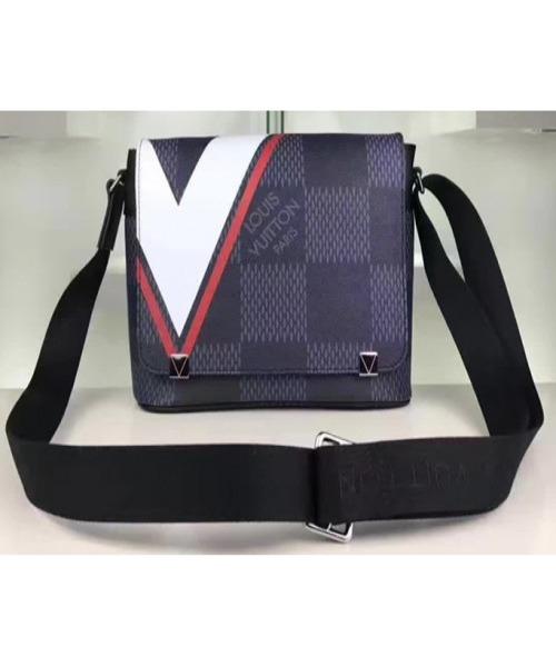 Louis Vuitton District PM Messenger Bag Damier Cobalt Canvas Red