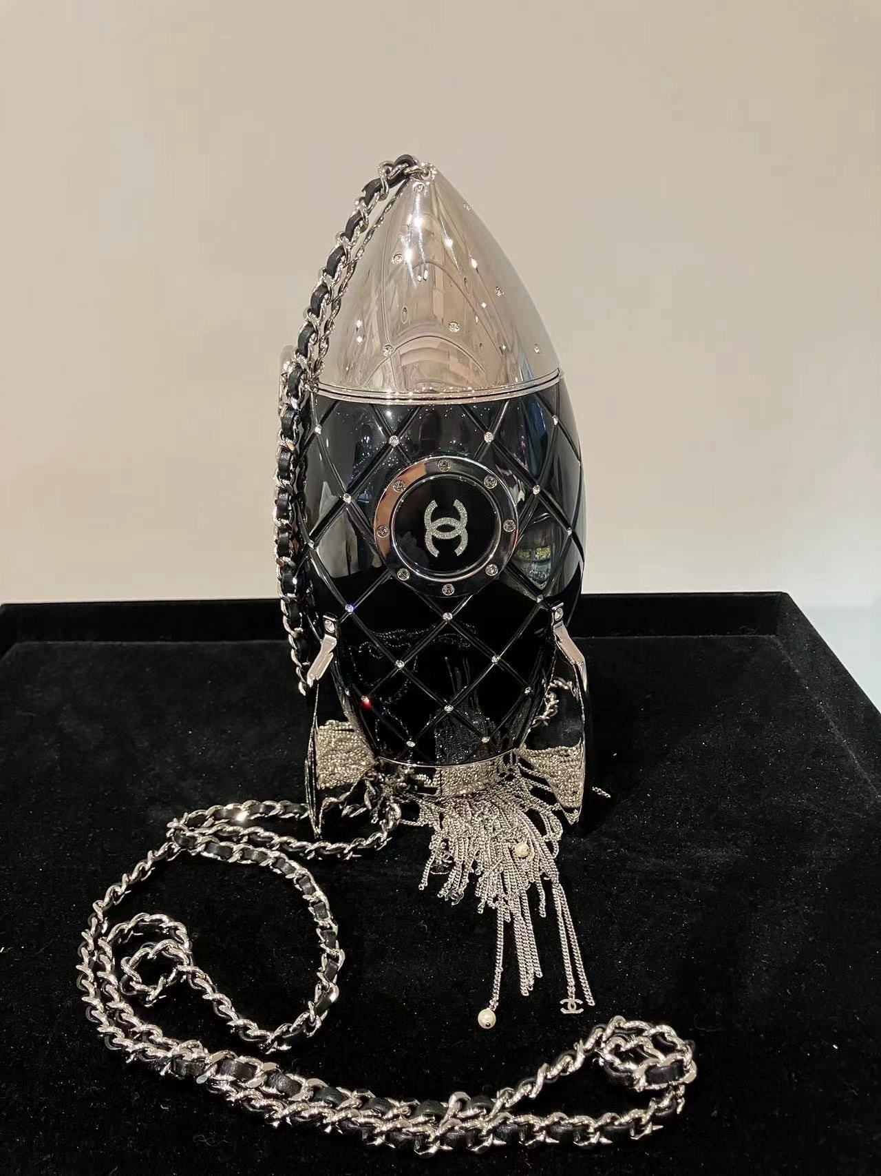 Chanel Limited Edition Plexiglass Crystal Rocket Ship MinaudiÃ¨re Clutch Black 2017