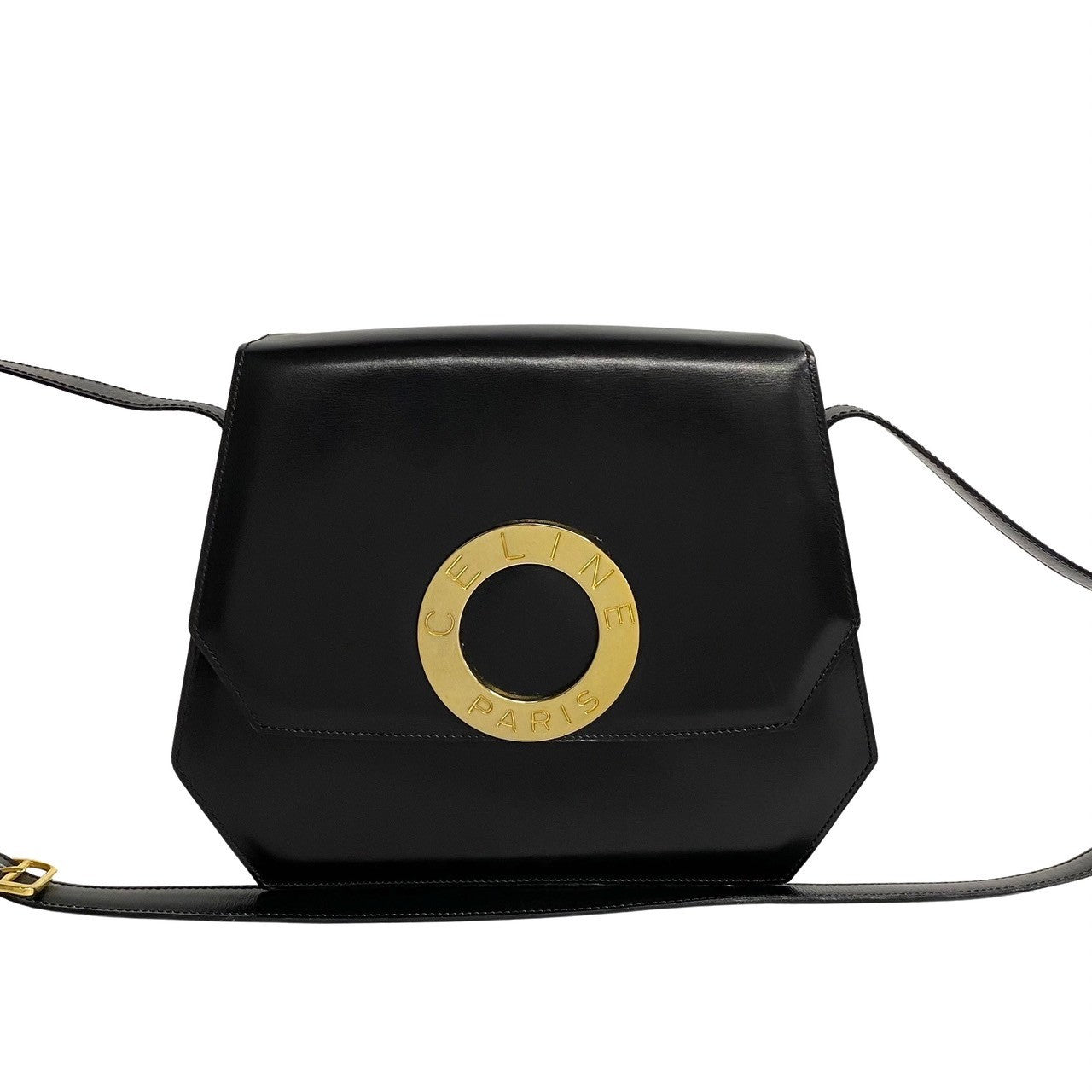 CELINE Shoulder Bag Calfskin black Circle logo Women