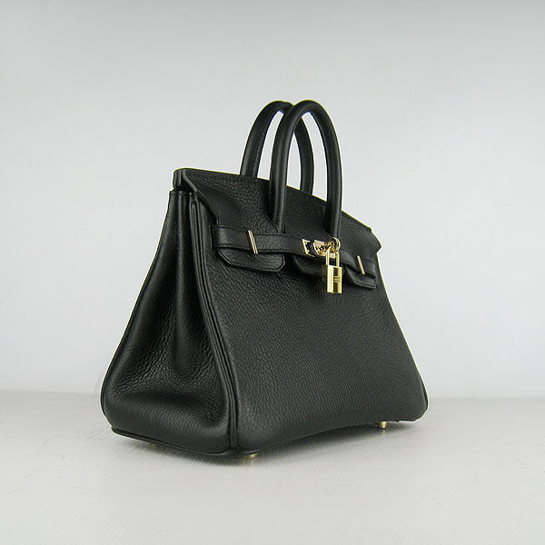 Luxury Hermes Birkin 25cm Handbag 6068 black golden