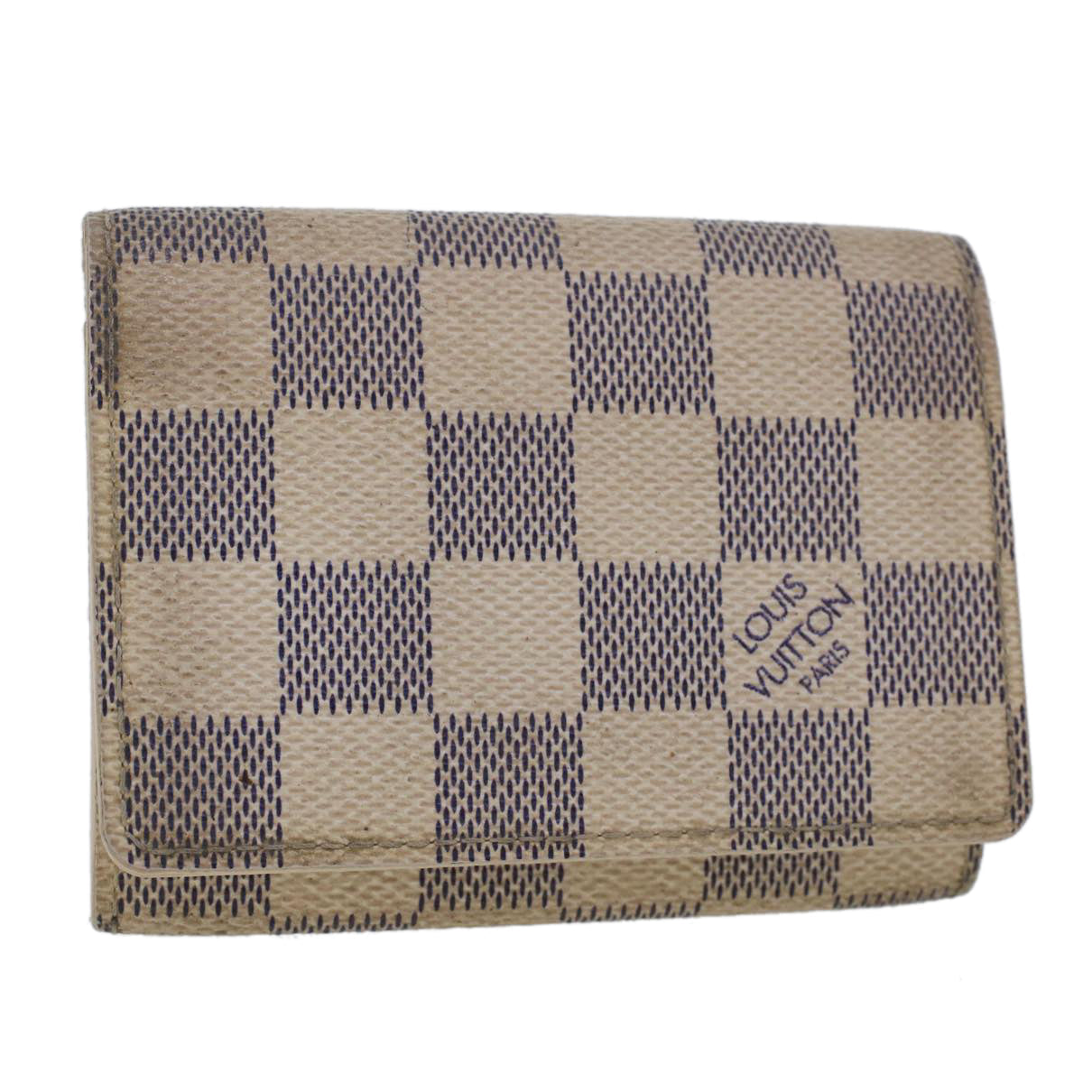 LOUIS VUITTON Damier Azur Amberop Cartes de Visit Card Case LV Handbag