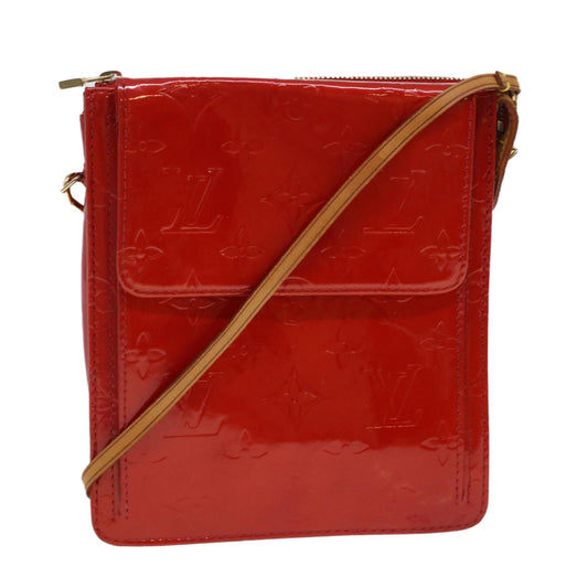 LOUIS VUITTON Monogram Vernis Motto Accessory Pouch Red M91137 LV Auth 44602