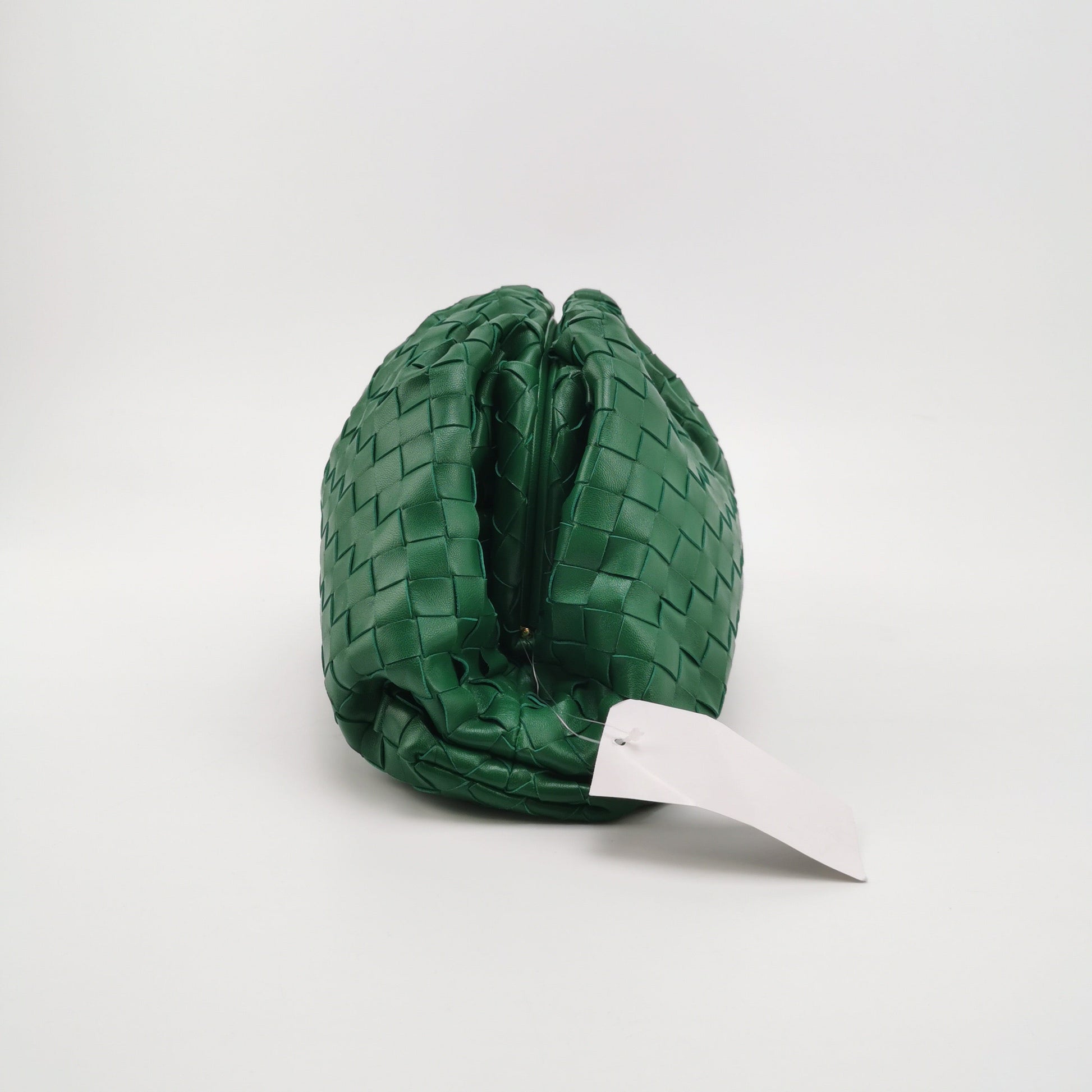 Bottega Veneta Pouch Large Intrecciato Green Calfskin Leather Clutch