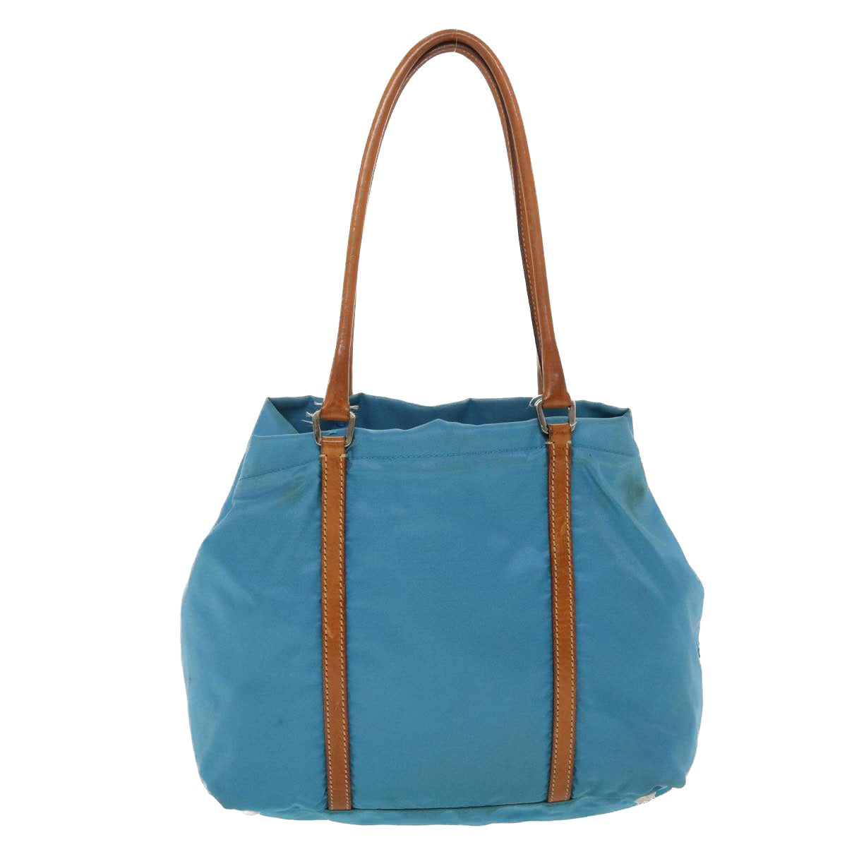 Prada Hand Bag Nylon Light Blue Brown
