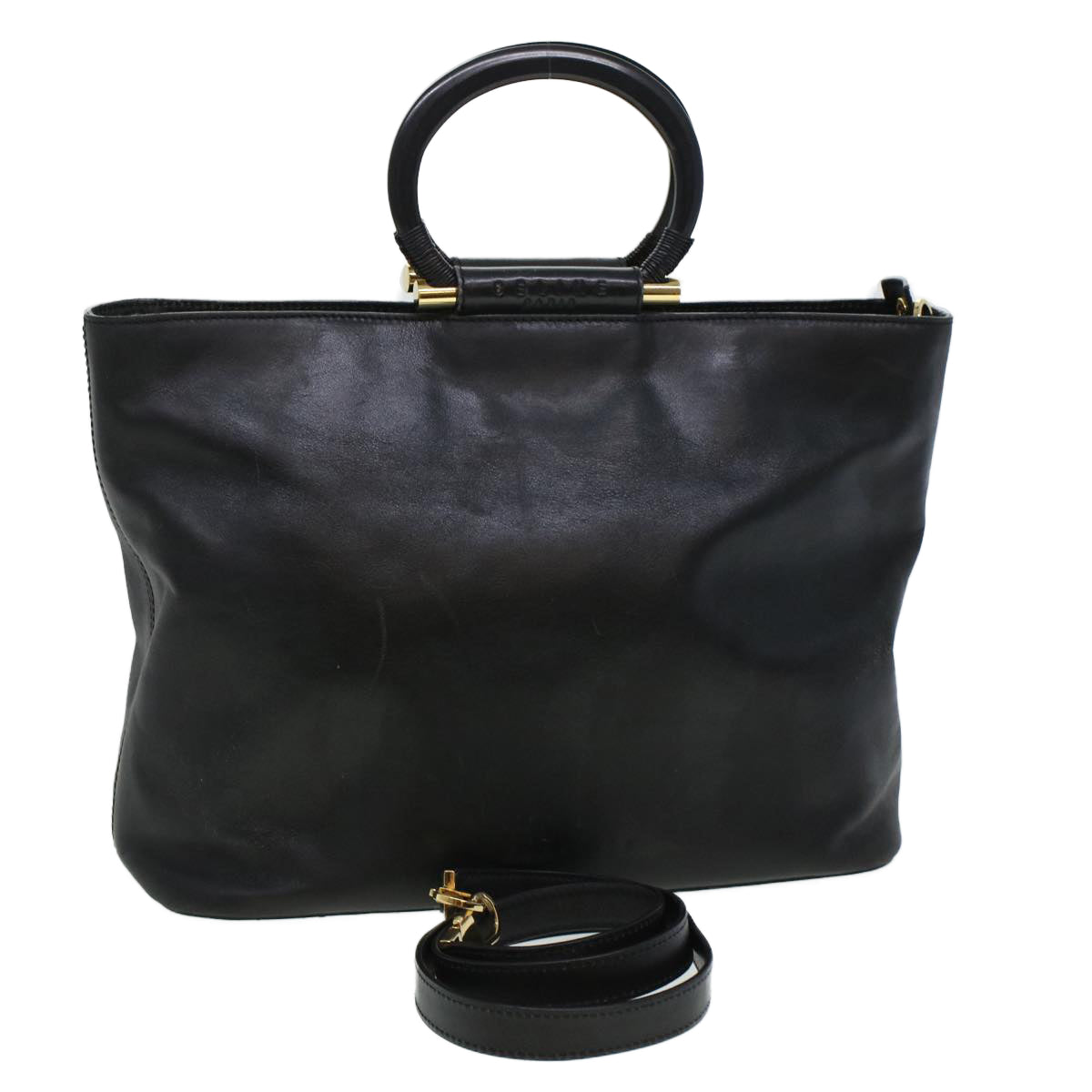 Luxury CELINE Tote Bag Leather 2way Black 44998