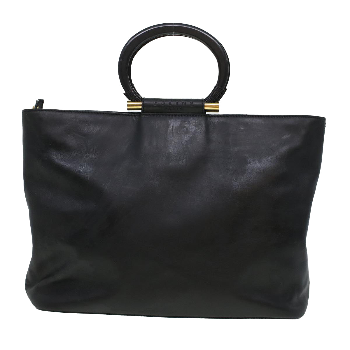 Luxury CELINE Tote Bag Leather 2way Black 44998