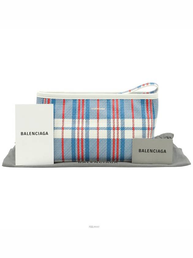 Luxury Balenciaga Trending 2026 Multi check printed gold lettering logo hand strap Babes pouch clutch