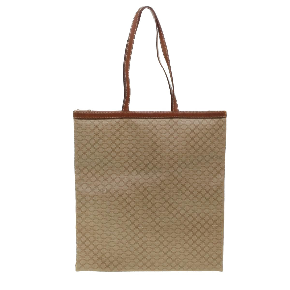 Luxury CELINE Macadam Canvas Shoulder Bag PVC Leather Beige 45023