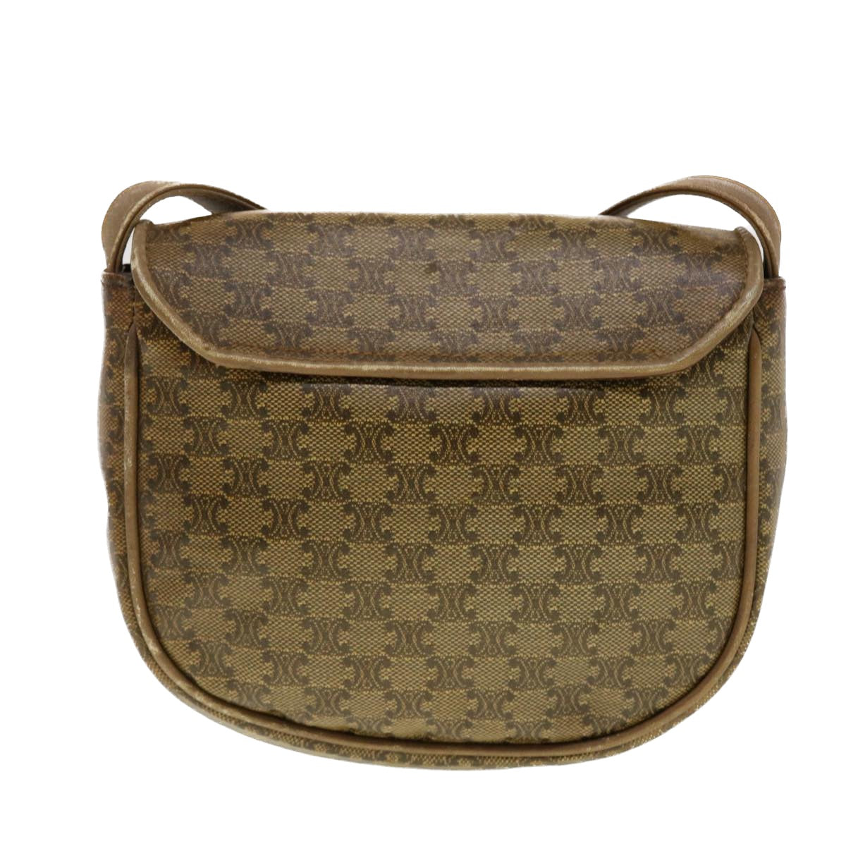 Luxury CELINE Macadam Canvas Shoulder Bag PVC Leather Beige 45076