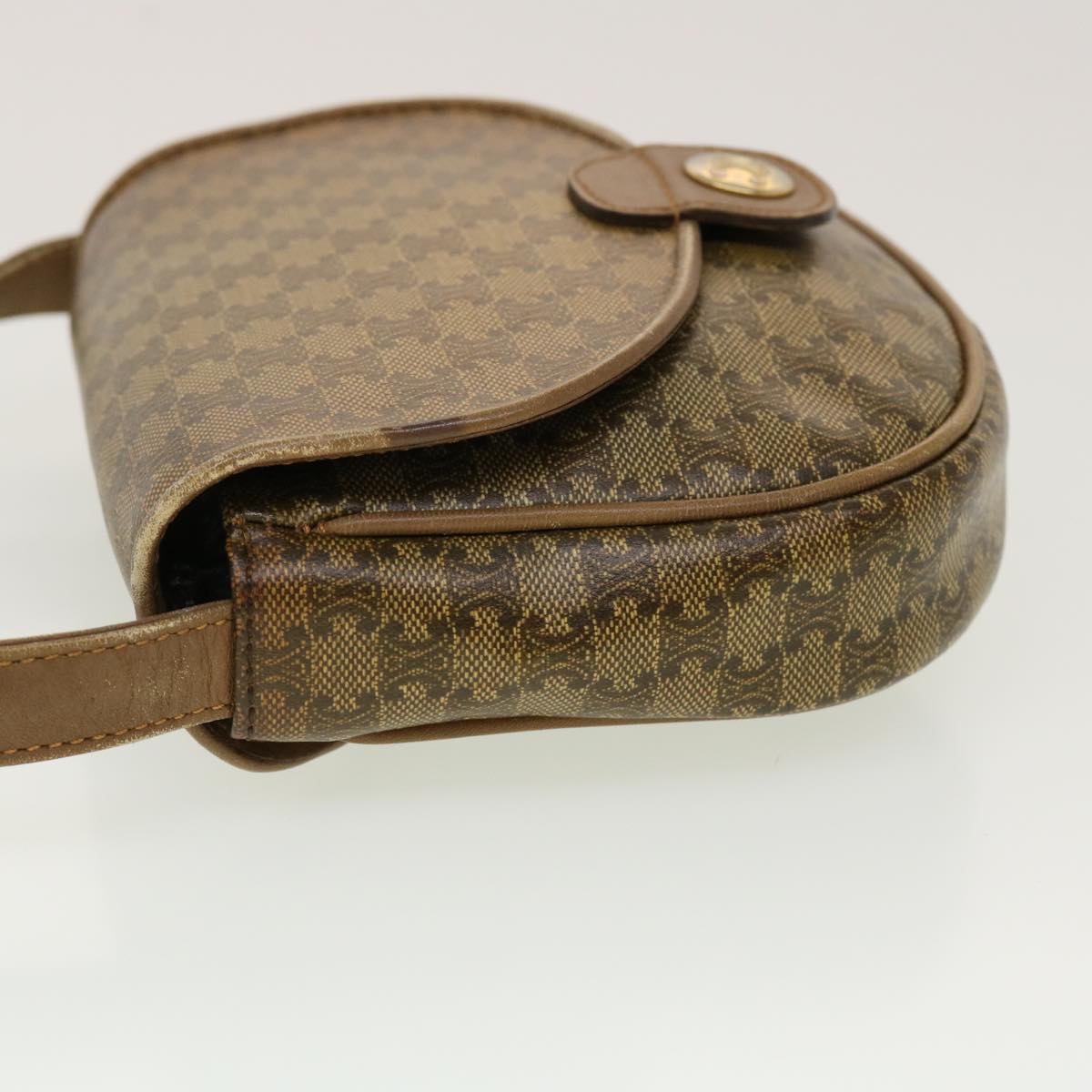 Luxury CELINE Macadam Canvas Shoulder Bag PVC Leather Beige 45076