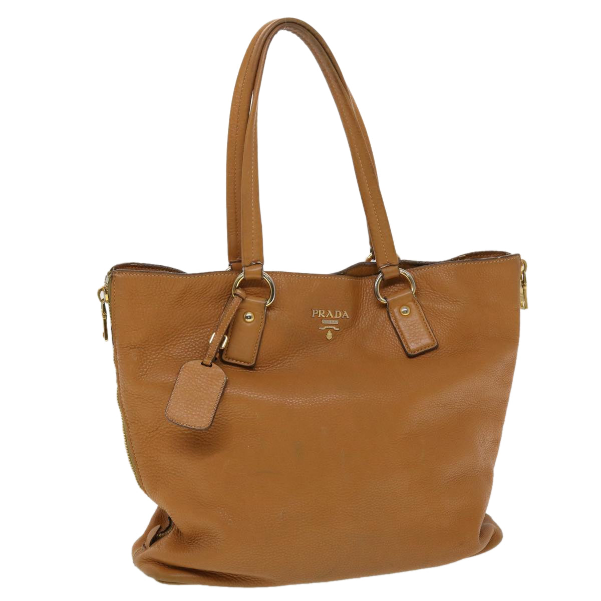 PRADA Tote Bag Leather Brown Auth