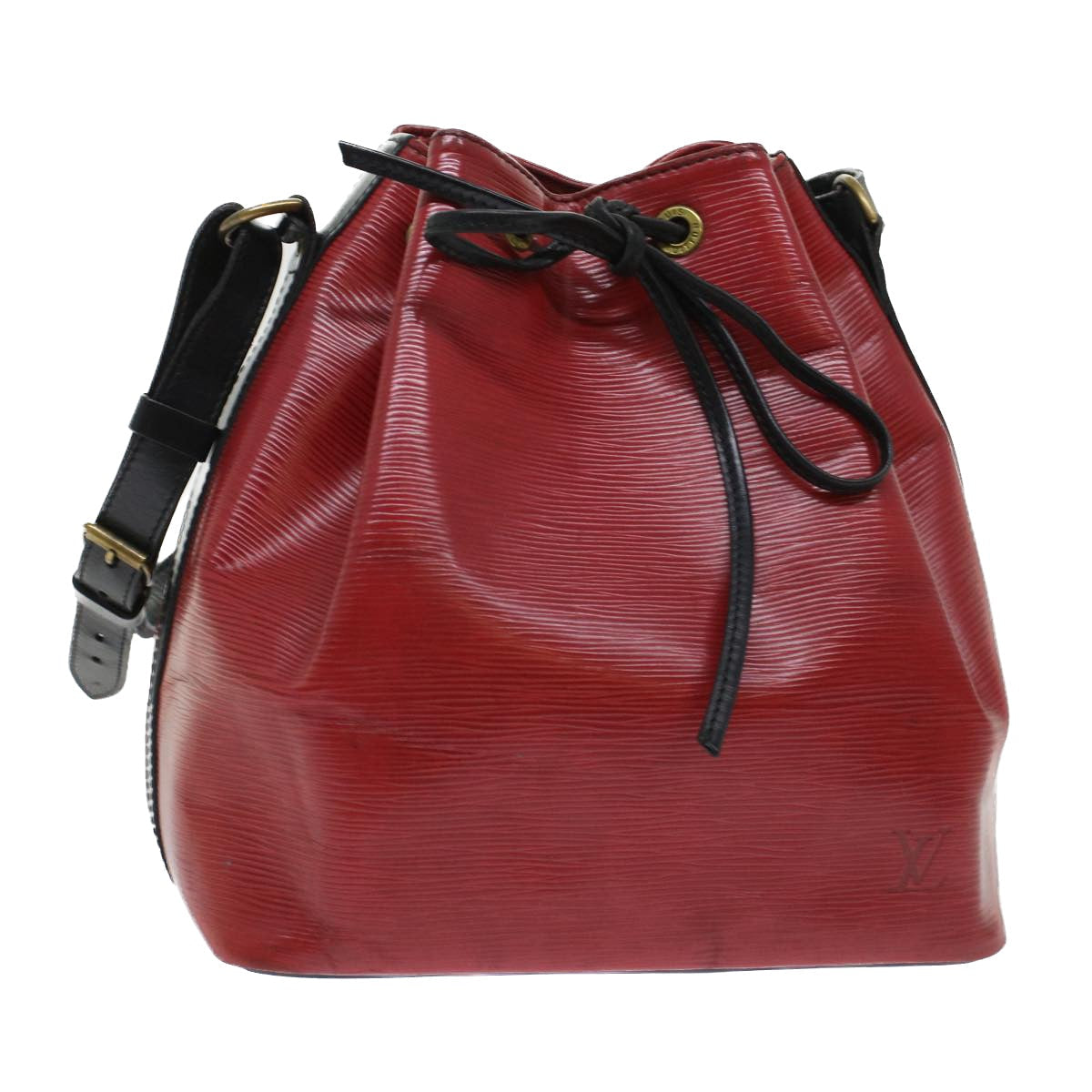 LOUIS VUITTON Epi Petit Noe Shoulder Bag Bicolor Black Red M44172 LV Auth 45384
