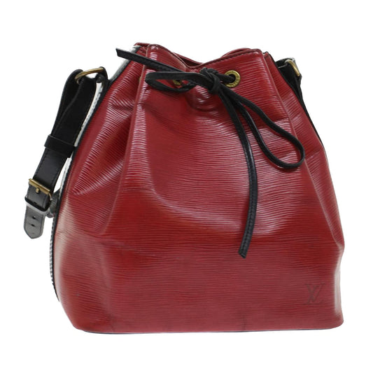LOUIS VUITTON Epi Petit Noe Shoulder Bag Bicolor Black Red M44172 LV Auth 45384