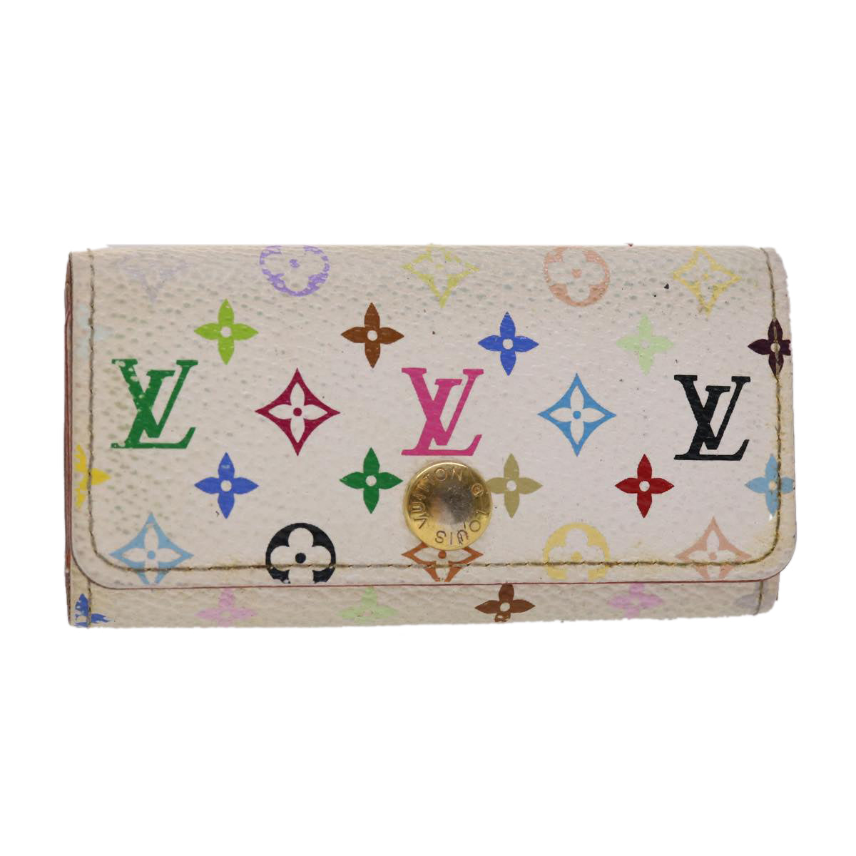LOUIS VUITTON Monogram Multicolor Multi Cles 4 Key Case White Auth Handbag