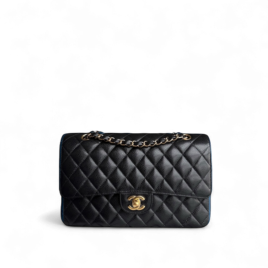 Chanel Classic Flap Medium - Caviar 25CM Quilted Black Gold Hardware Series 30