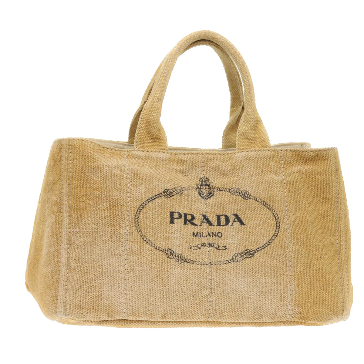 Prada Canapa Hand Bag Canvas Beige