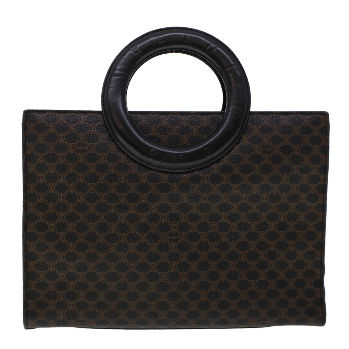 Luxury CELINE Macadam Canvas Hand Bag PVC Leather Black 45906