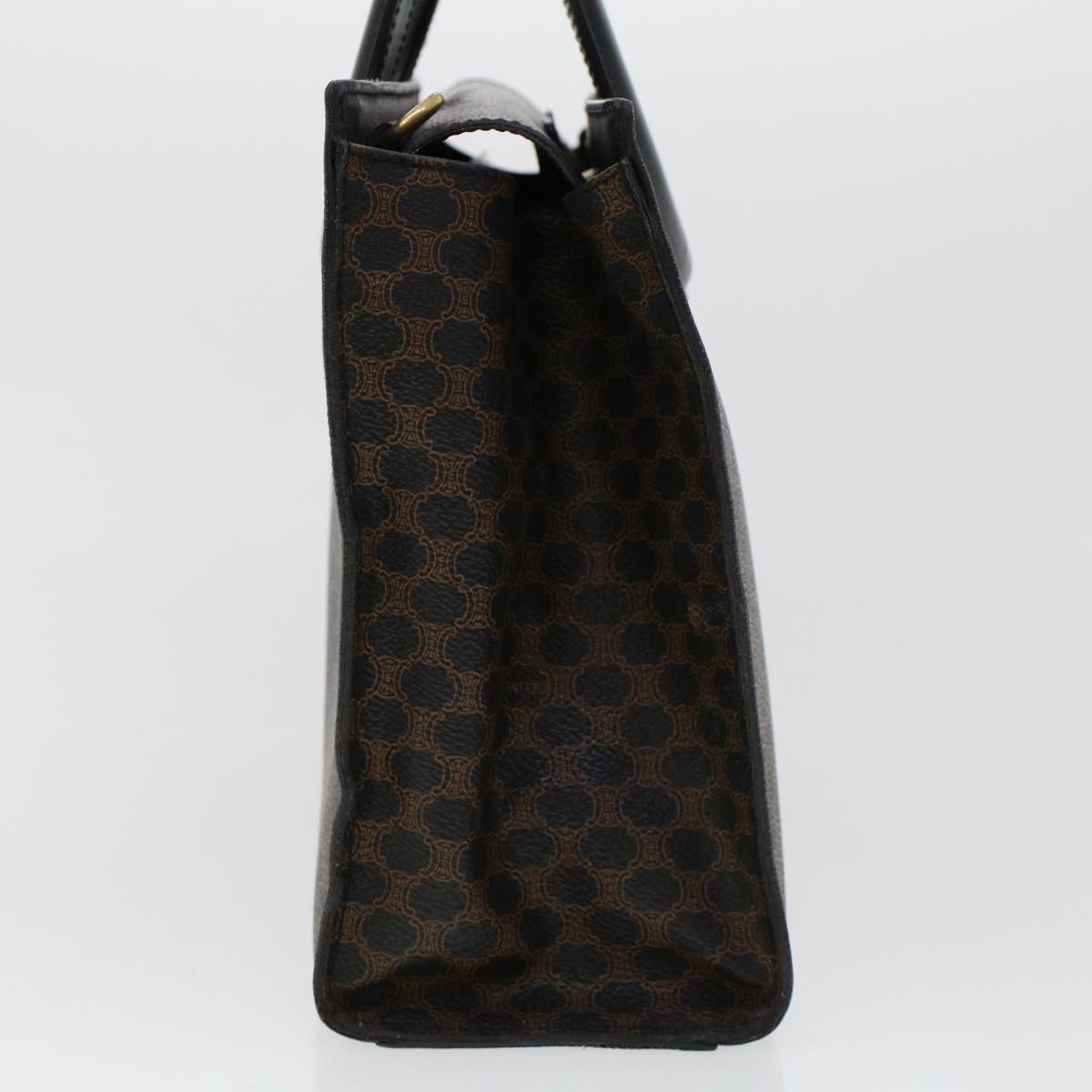 Luxury CELINE Macadam Canvas Hand Bag PVC Leather Black 45906