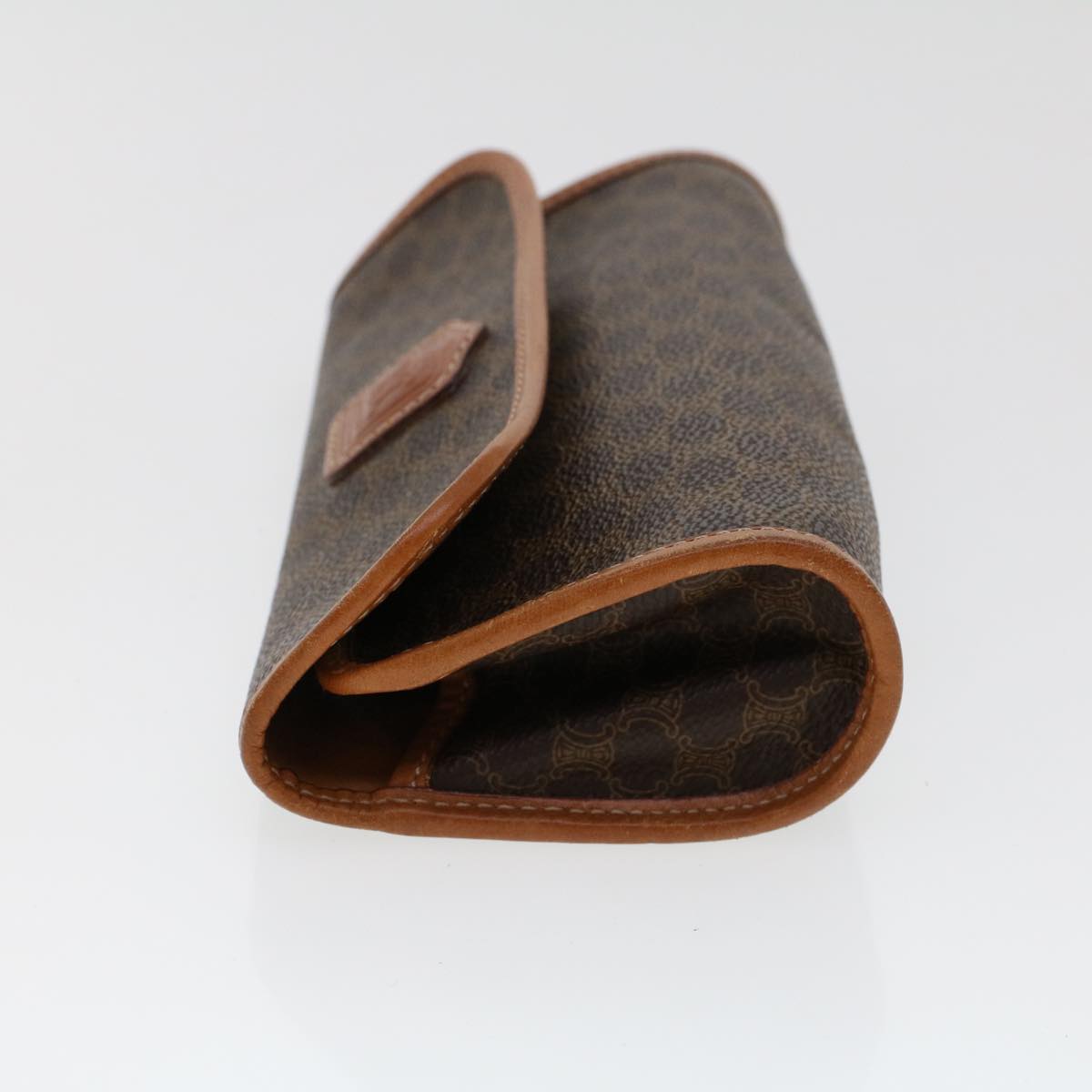 Luxury CELINE Macadam Canvas Pouch PVC Leather Brown 45910