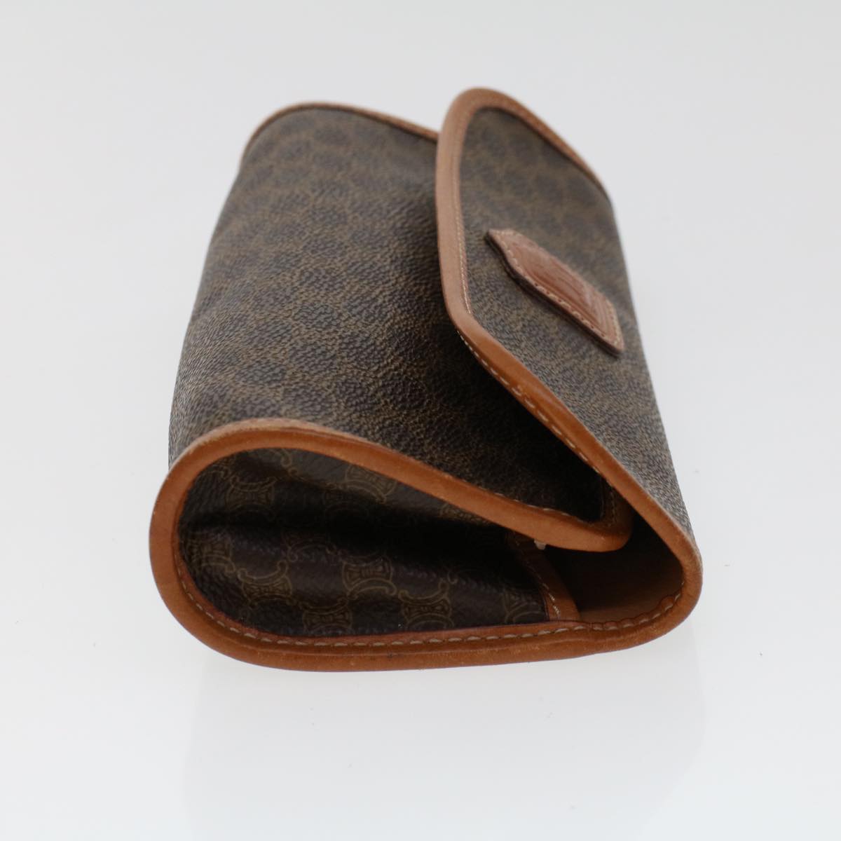 Luxury CELINE Macadam Canvas Pouch PVC Leather Brown 45910