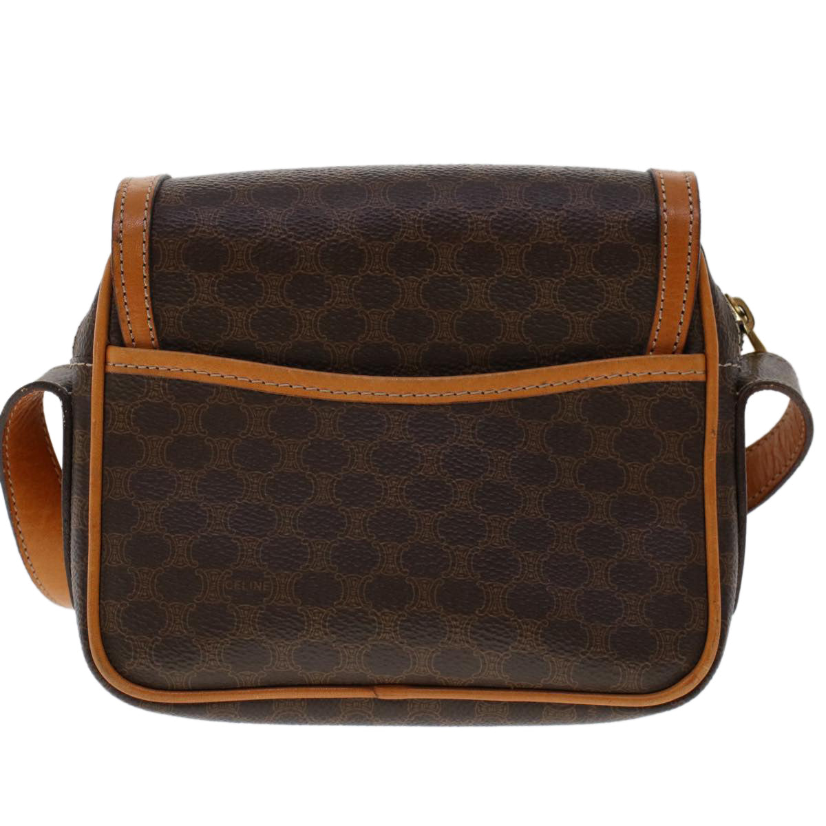 Luxury CELINE Macadam Canvas Shoulder Bag PVC Leather Brown 46305