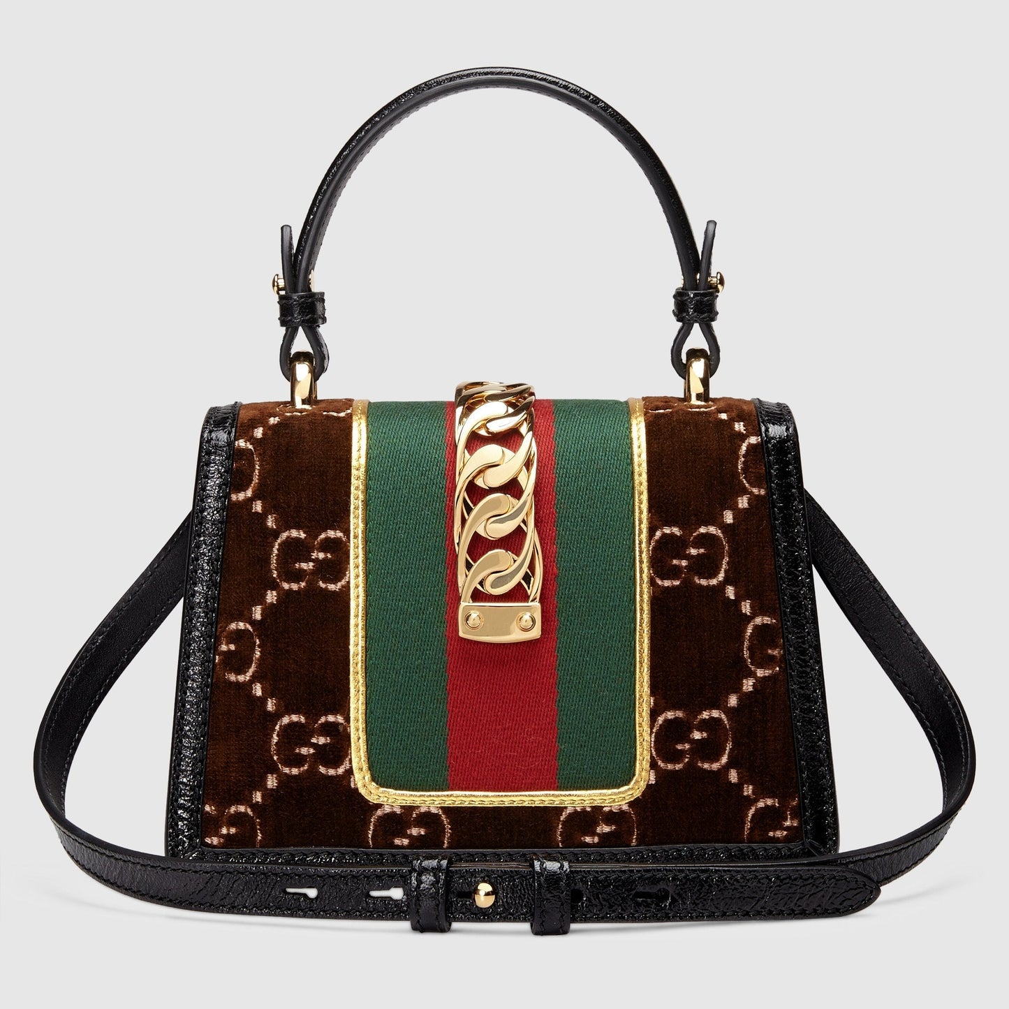 Gucci Monogram Nylon Chain Leather Crossbody