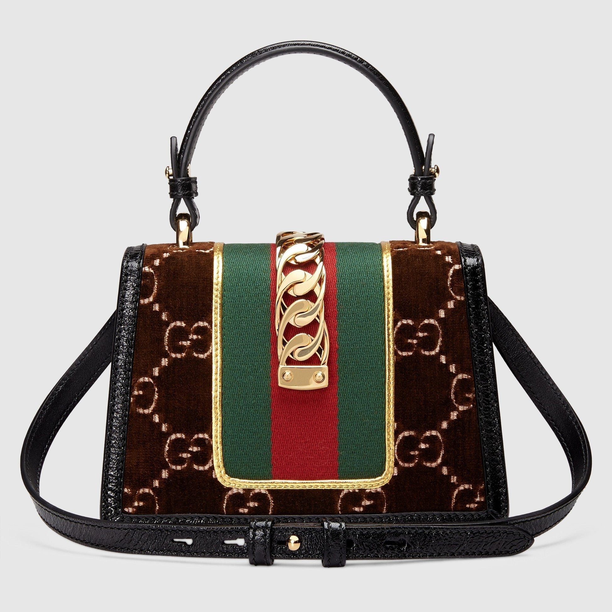 Gucci Monogram Nylon Chain Leather Crossbody
