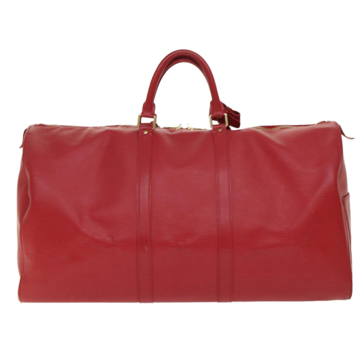 LOUIS VUITTON Epi Keepall 55 Boston Bag Red LV Auth