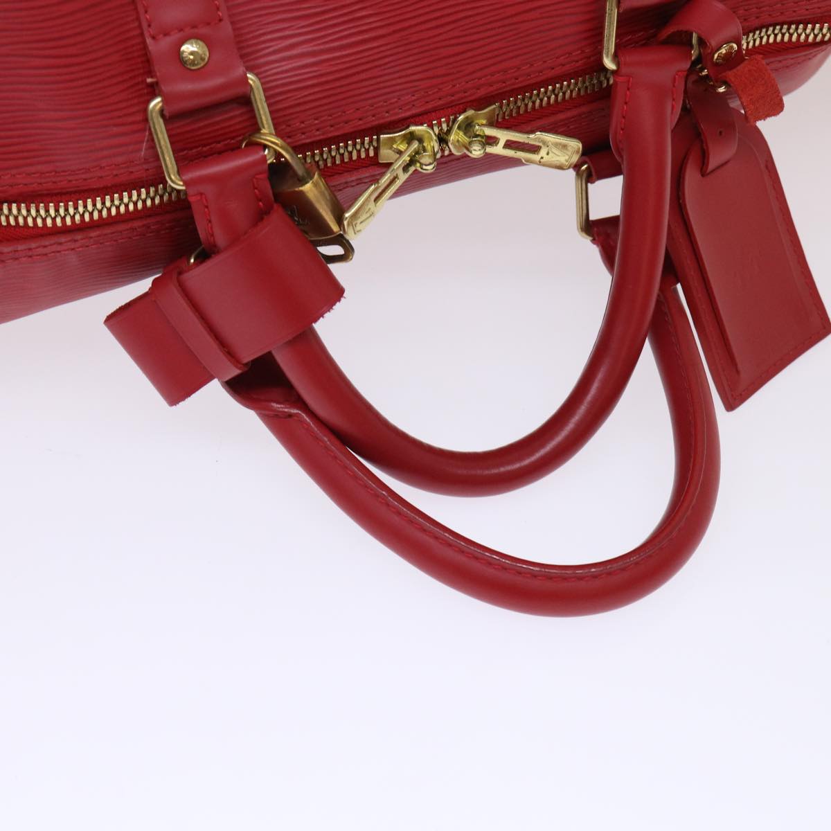 LOUIS VUITTON Epi Keepall 55 Boston Bag Red LV Auth