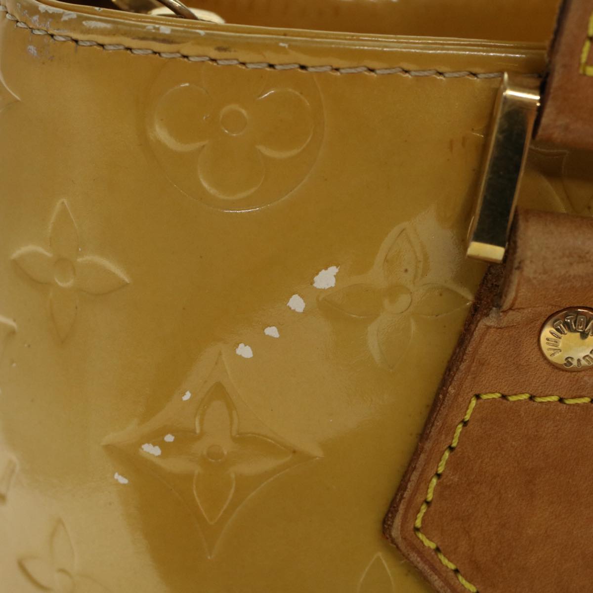 LOUIS VUITTON Monogram Vernis Houston Hand Bag Jaune M91121 LV Auth 47365