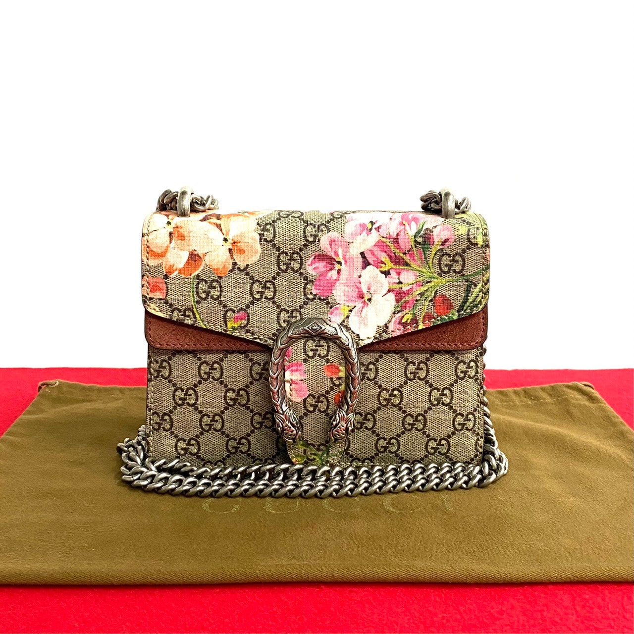 GUCCI Shoulder Bag Leather, PVC Brown GG Supreme Flora Dionysus Women