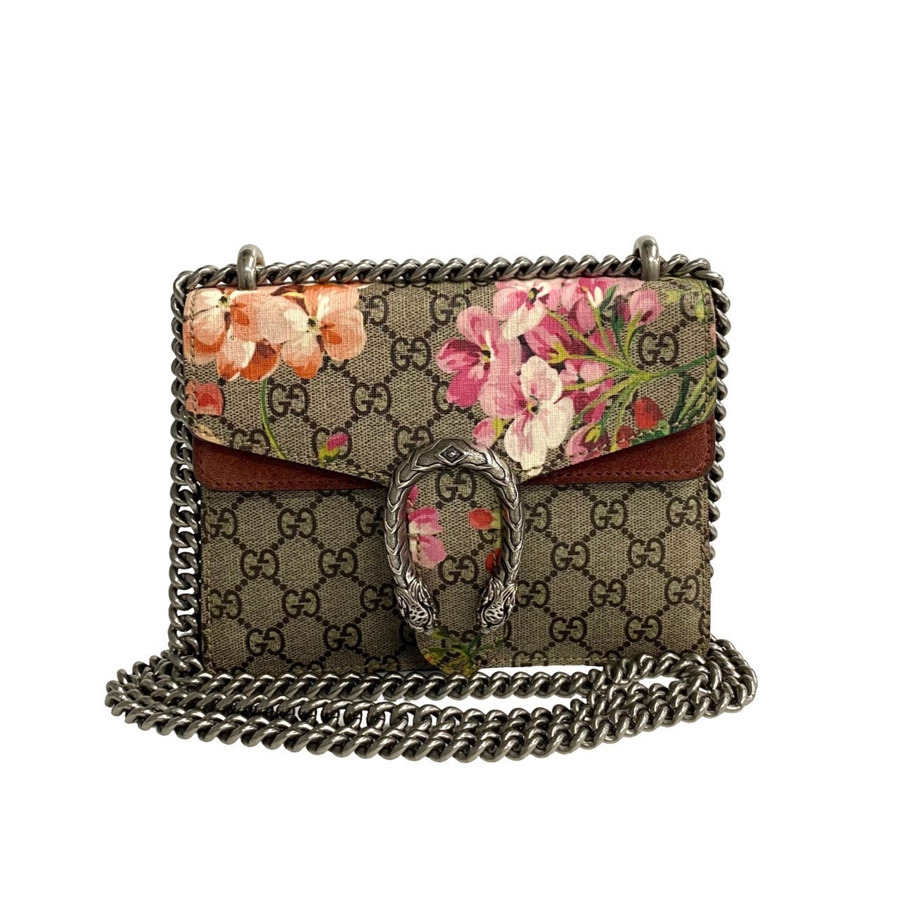 GUCCI Shoulder Bag Leather, PVC Brown GG Supreme Flora Dionysus Women