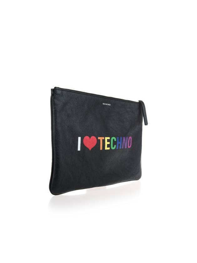 Luxury Balenciaga Trending 2026 I Love Techno Clutch Bag Black