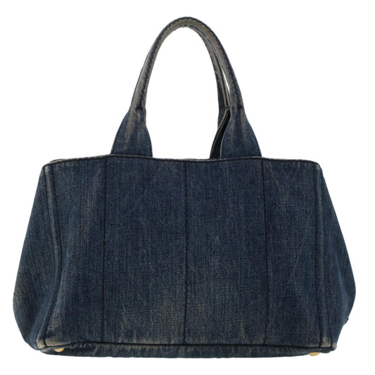 PRADA Canapa Hand Bag Canvas Blue Auth