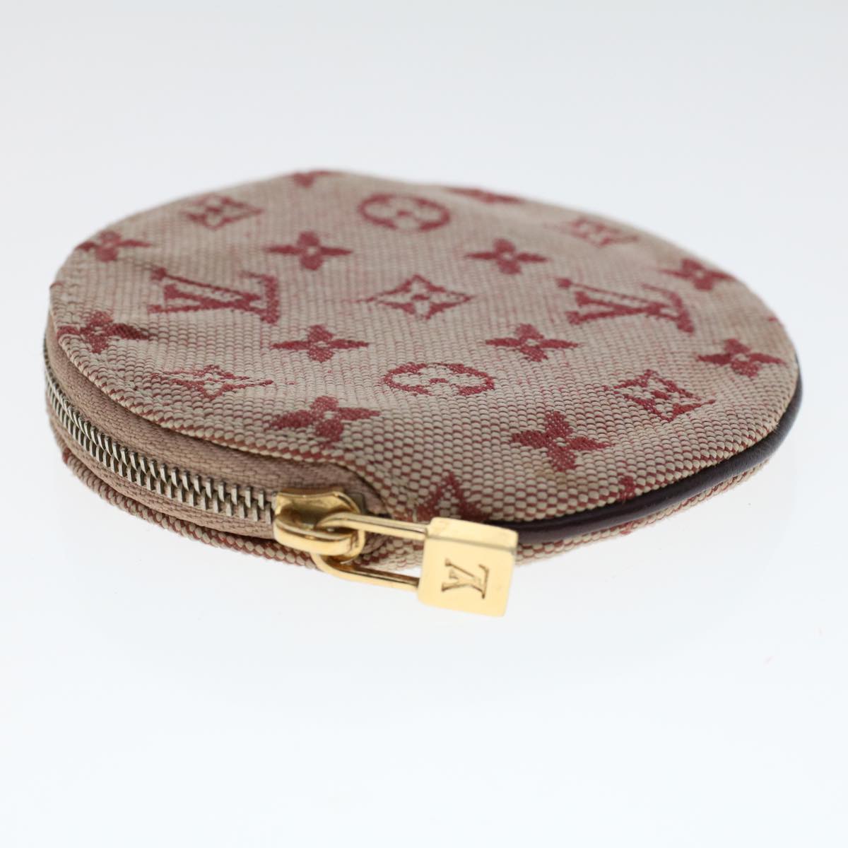LOUIS VUITTON Monogram Mini Porte Monnaie Ron Coin Purse Red M92462 Auth 47704