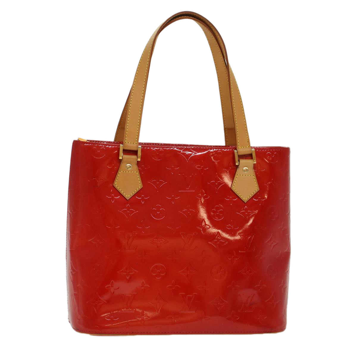 LOUIS VUITTON Monogram Vernis Houston Hand Bag Red LV