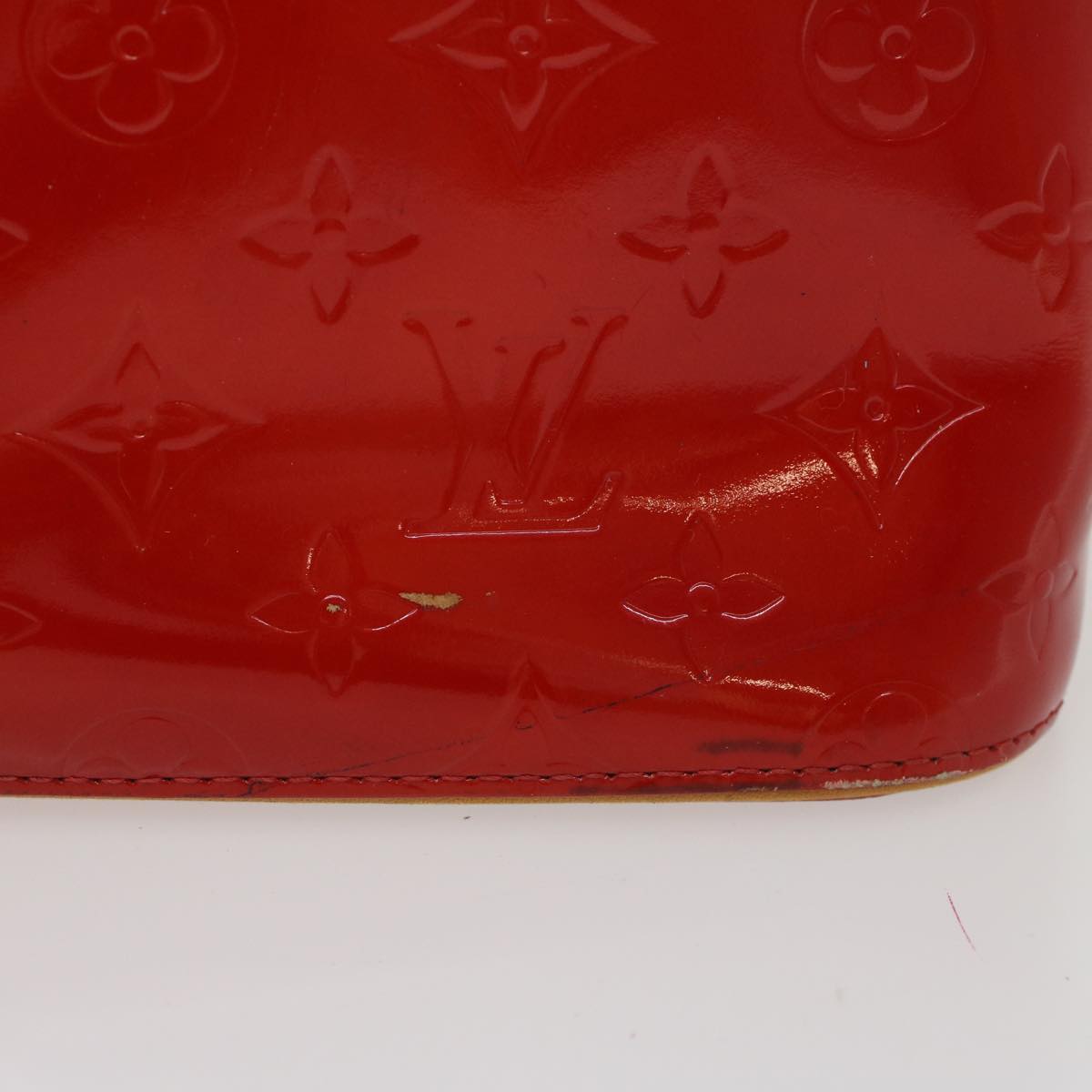 LOUIS VUITTON Monogram Vernis Houston Hand Bag Red LV