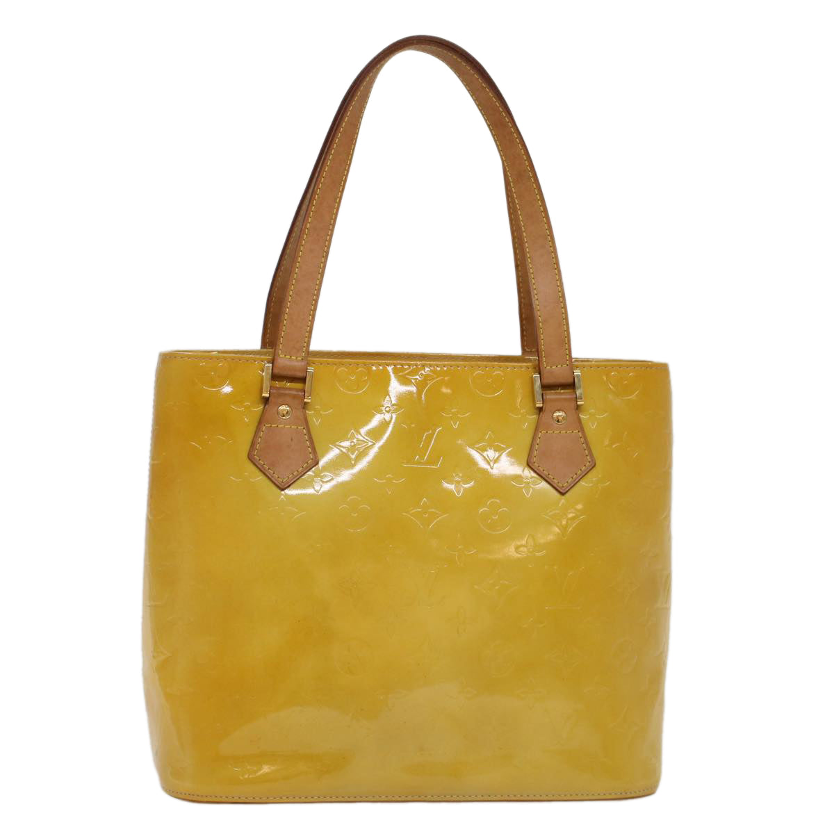 LOUIS VUITTON Monogram Vernis Houston Hand Bag Beige M91004 LV 47974