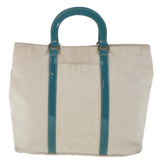 Prada Hand Bag Nylon 2way White Turquoise Blue