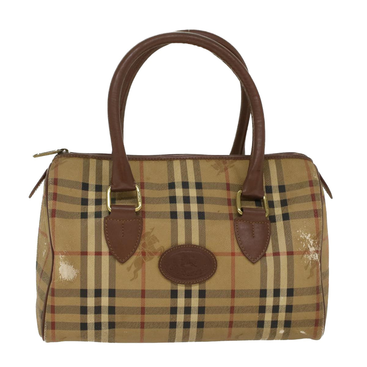 Burberry Nova Check Hand Bag PVC Leather Beige Brown Auth 48027