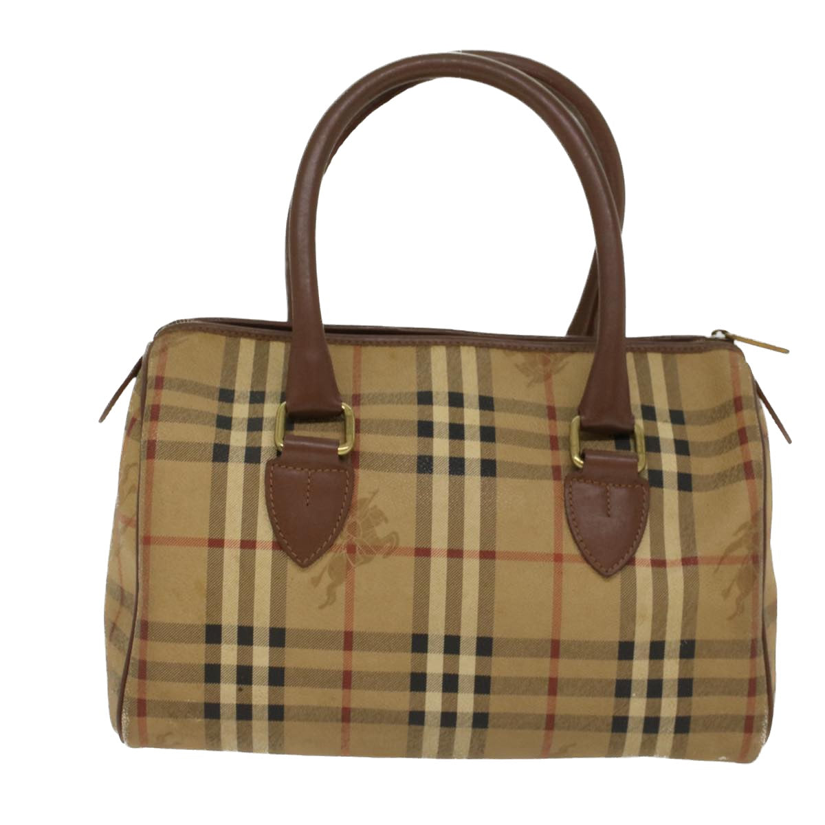 Burberry Nova Check Hand Bag PVC Leather Beige Brown Auth 48027