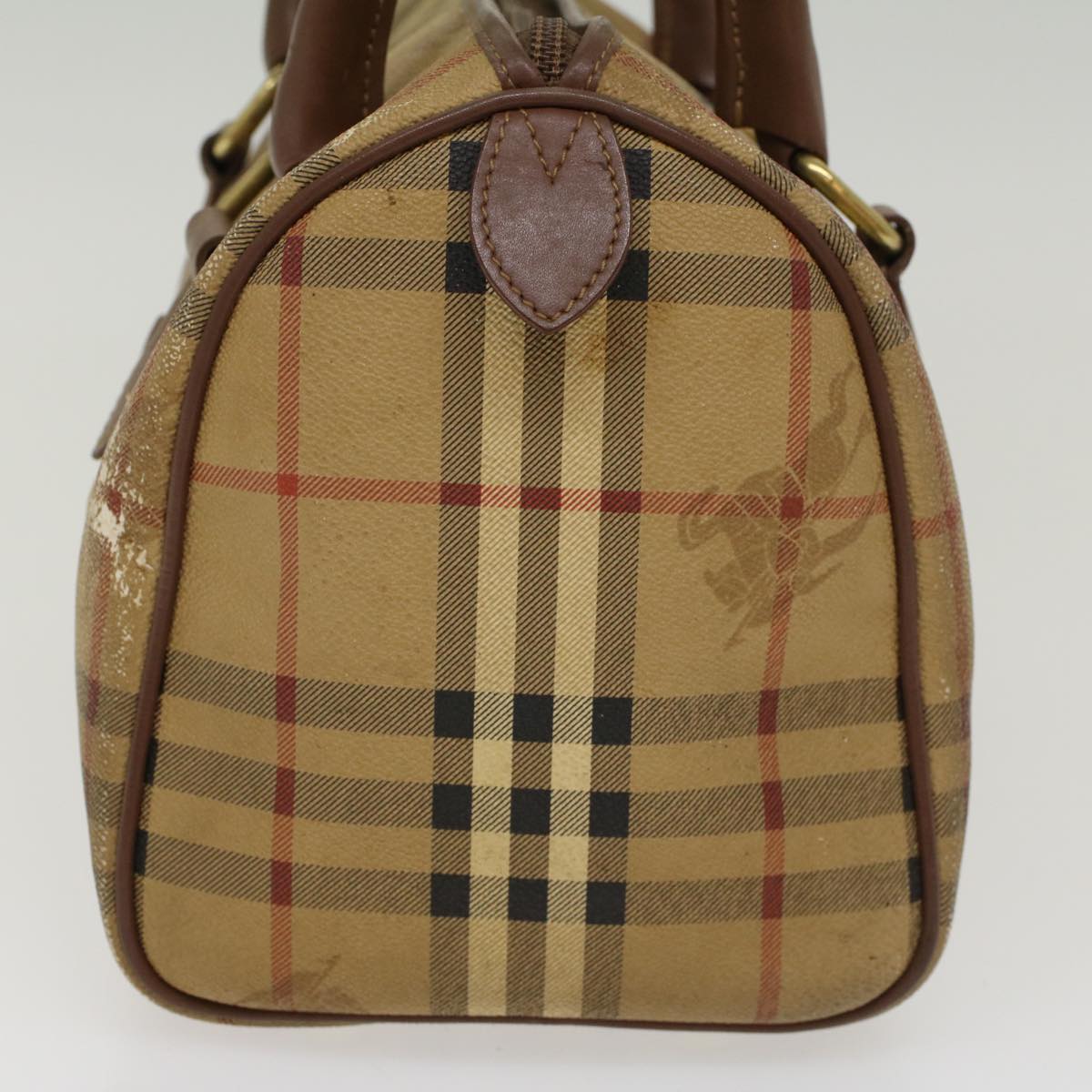 Burberry Nova Check Hand Bag PVC Leather Beige Brown Auth 48027