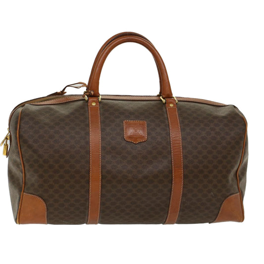 Luxury CELINE Macadam Canvas Boston Bag PVC Leather Brown 48168