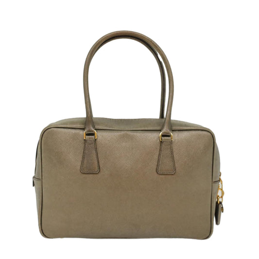 Prada Safiano Leather Hand Bag Gold Tone