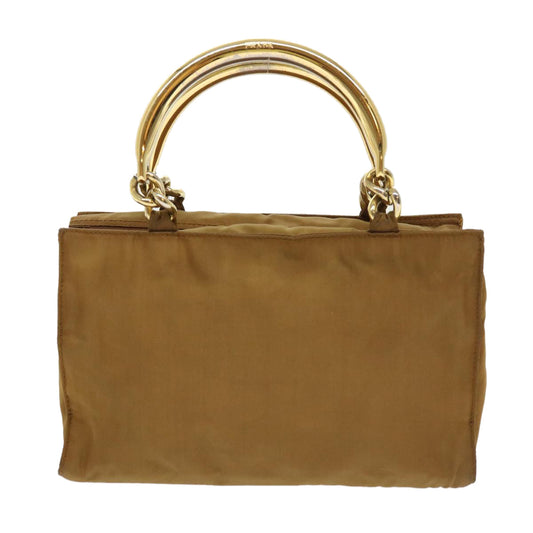 Prada Chain Hand Bag Nylon Brown