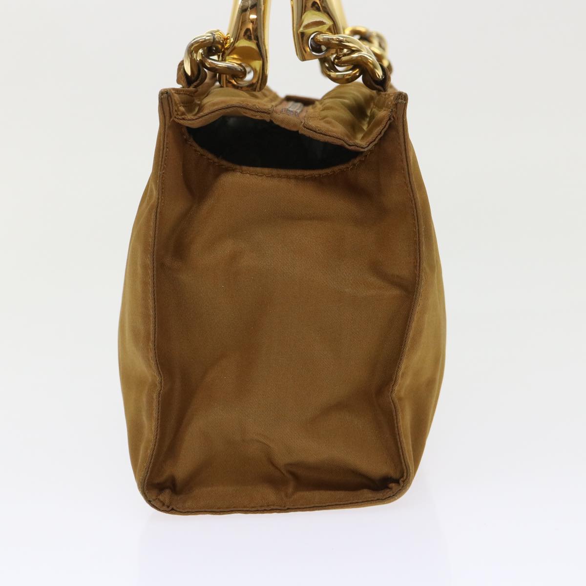 Prada Chain Hand Bag Nylon Brown