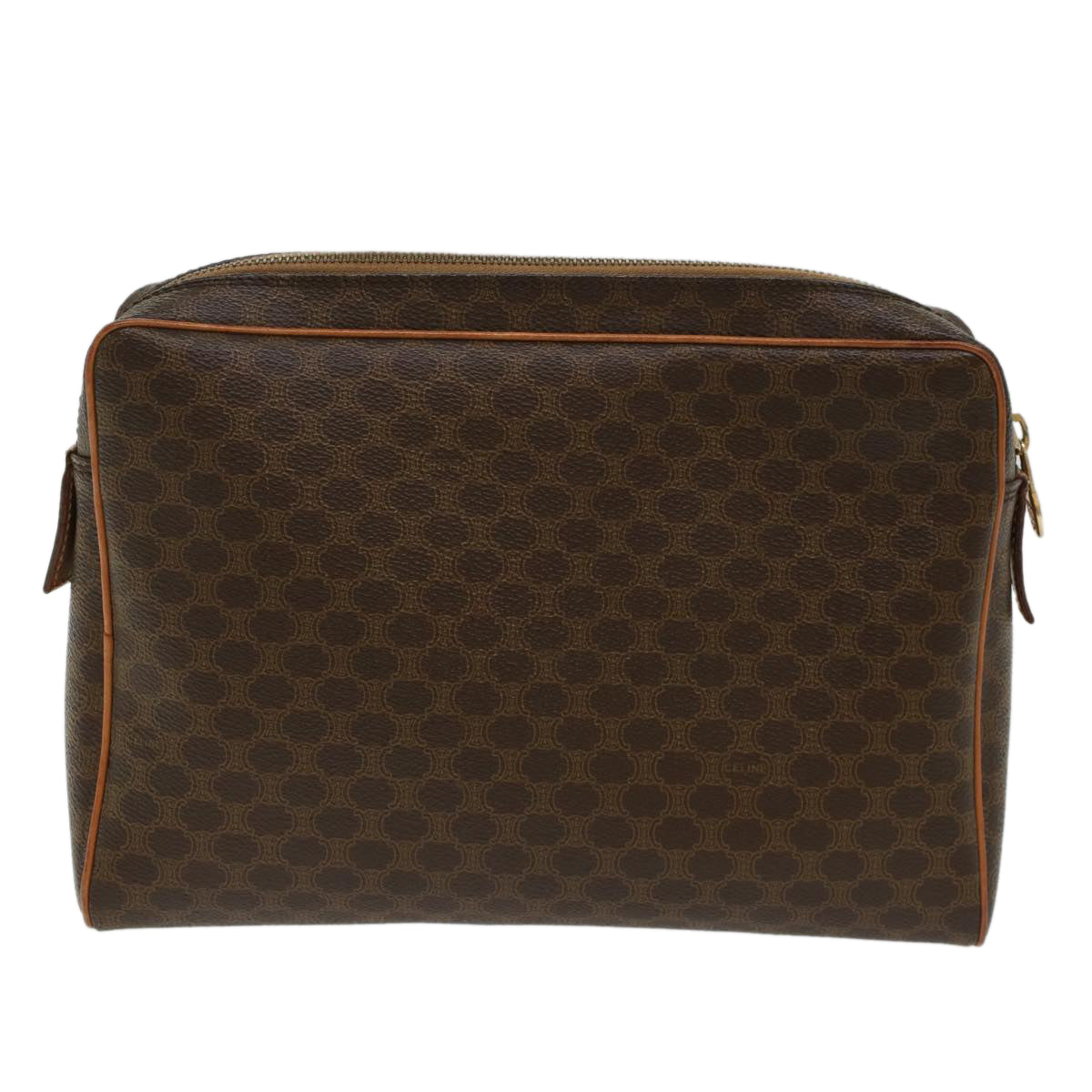 Luxury CELINE Macadam Canvas Clutch Bag PVC Leather Brown 48215
