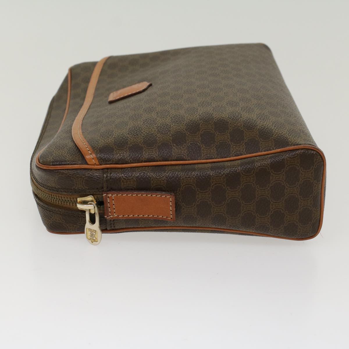 Luxury CELINE Macadam Canvas Clutch Bag PVC Leather Brown 48215