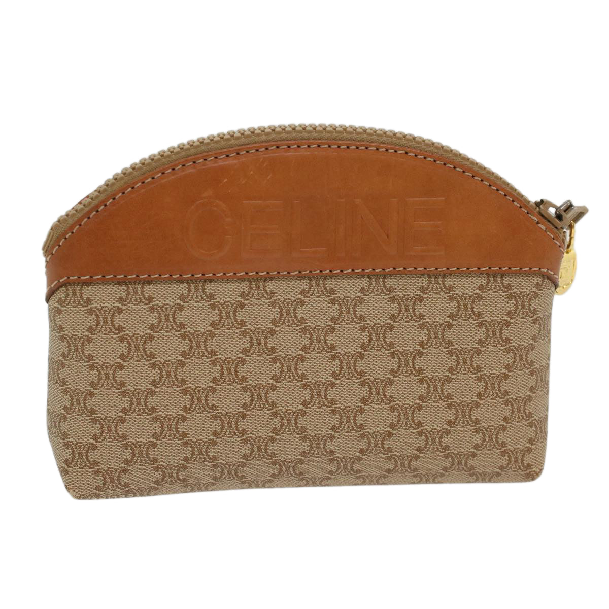 Luxury CELINE Macadam Canvas Pouch Beige 48224