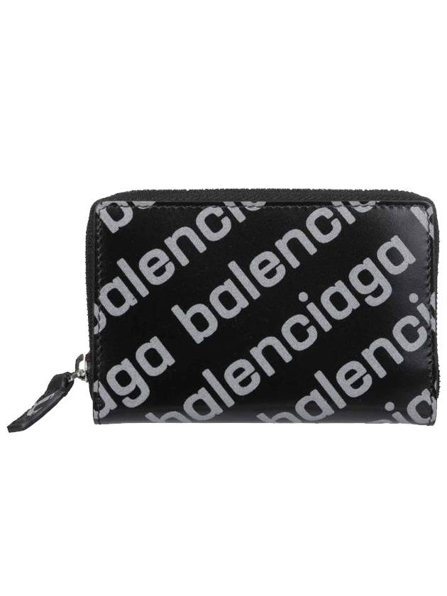 Luxury Balenciaga Trending 2026 All Over Logo Zip Around Half Wallet Black